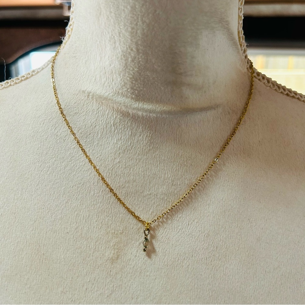 Handcrafted vintage elbait tourmaline minimalist pendant on chain necklace